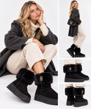 Women's Padded Suede Boots LIU JO Jane 12 in Black with Cuff