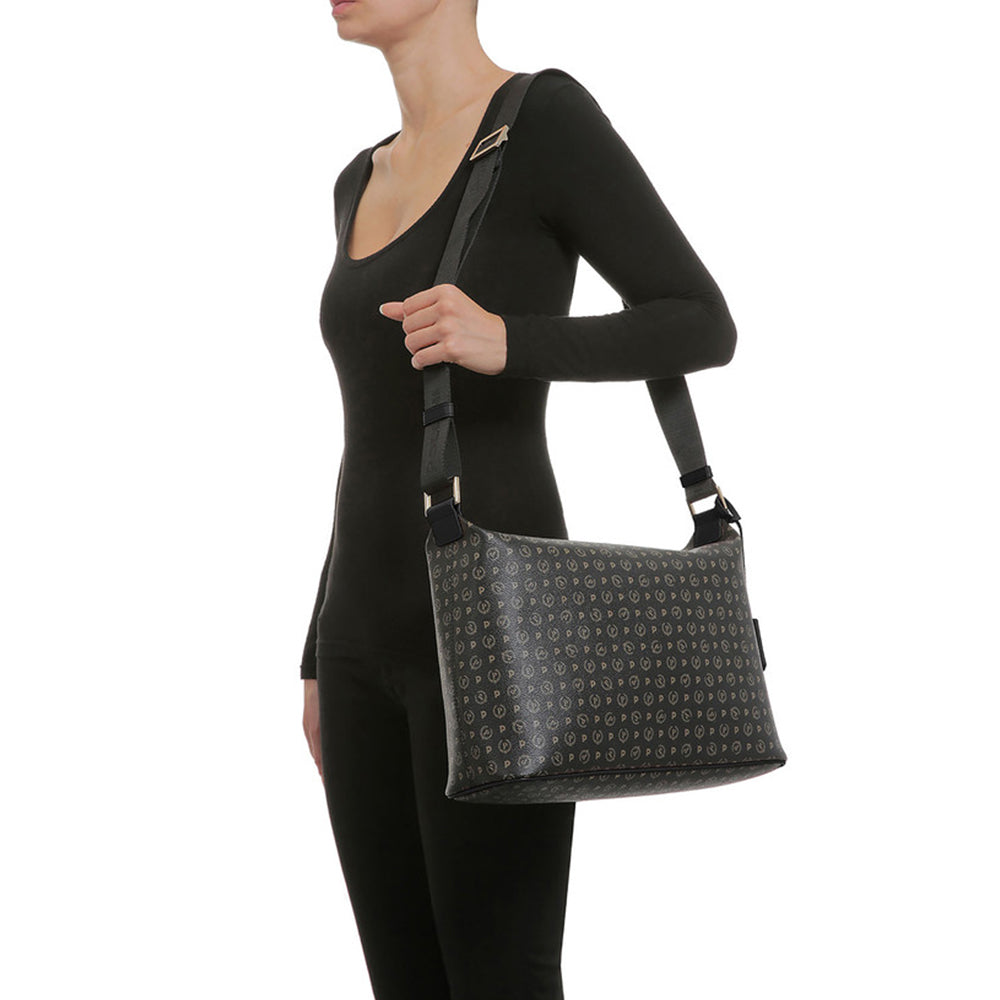 Borsa Donna a Spalla a Tracolla POLLINI linea Heritage Logo Classic Nero e Nero