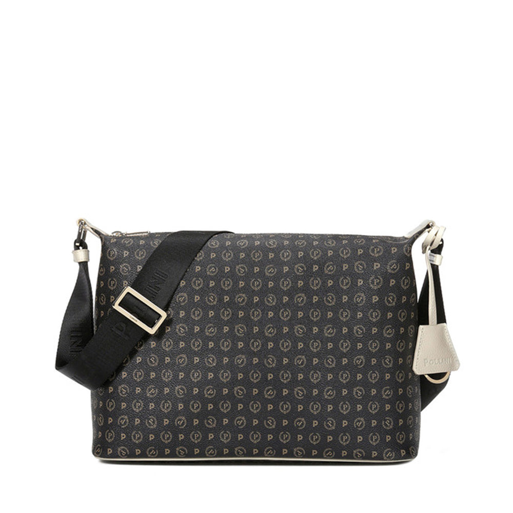 Borsa Donna a Spalla a Tracolla POLLINI linea Heritage Logo Classic Nero e Avorio