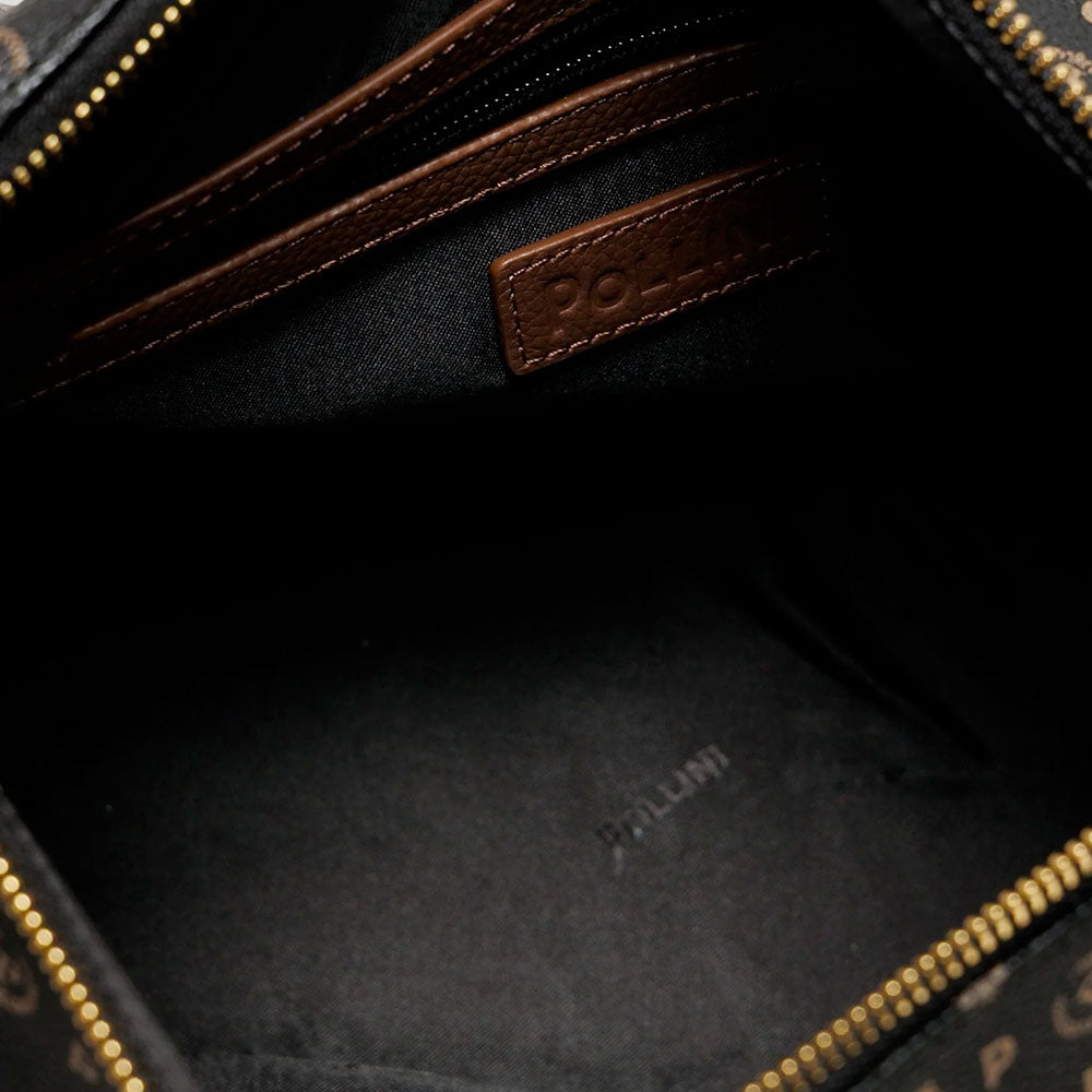 Borsa Donna a Spalla a Tracolla POLLINI linea Heritage Logo Classic Nero e Marrone