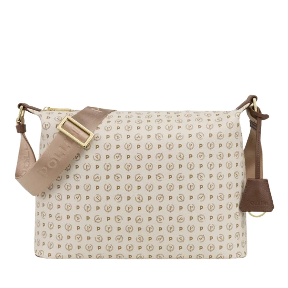 Borsa Donna a Spalla a Tracolla POLLINI linea Heritage Logo Classic Avorio e Ghiaccio