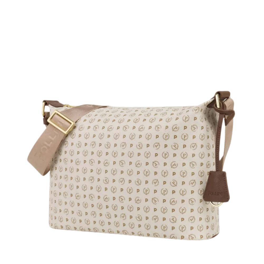 Borsa Donna a Spalla a Tracolla POLLINI linea Heritage Logo Classic Avorio e Ghiaccio