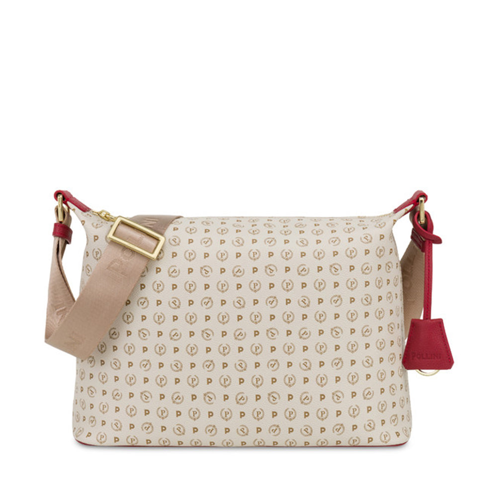 Umhängetasche für Damen POLLINI Heritage Line Classic Logo Elfenbein und Lack