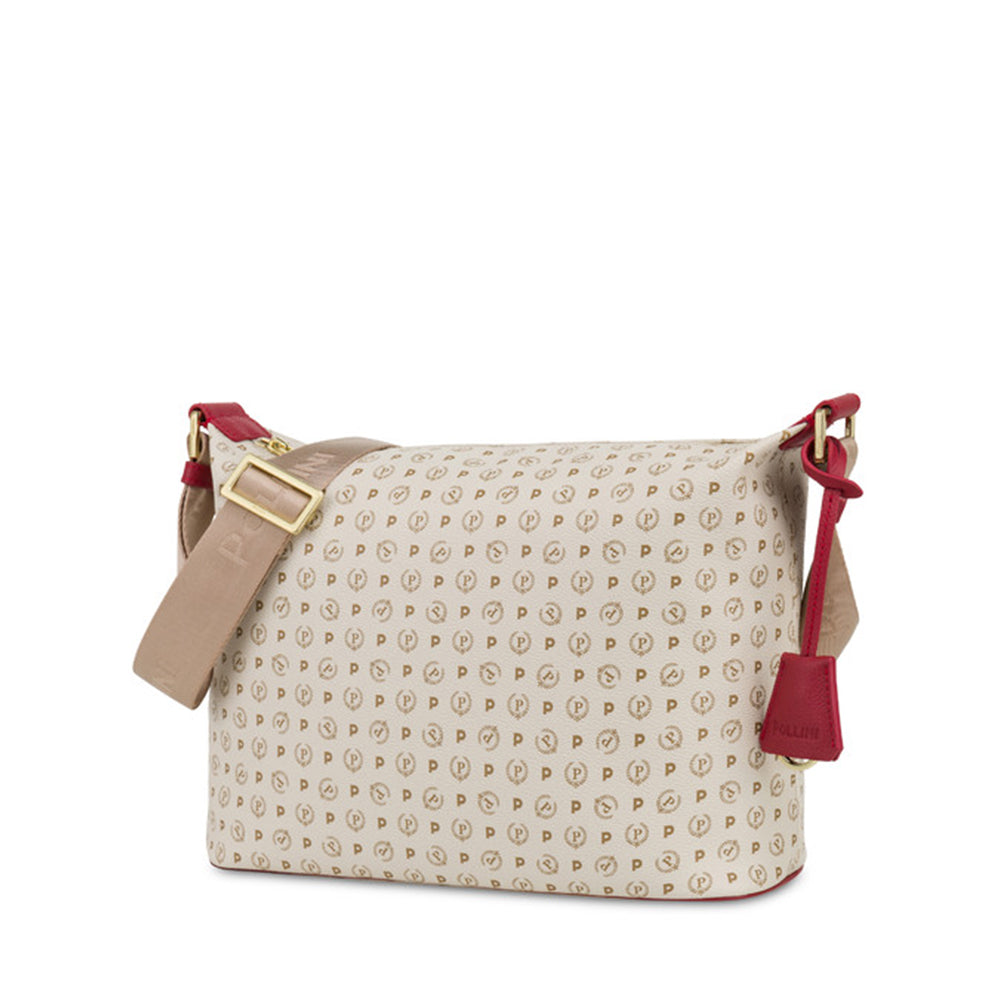 Umhängetasche für Damen POLLINI Heritage Line Classic Logo Elfenbein und Lack