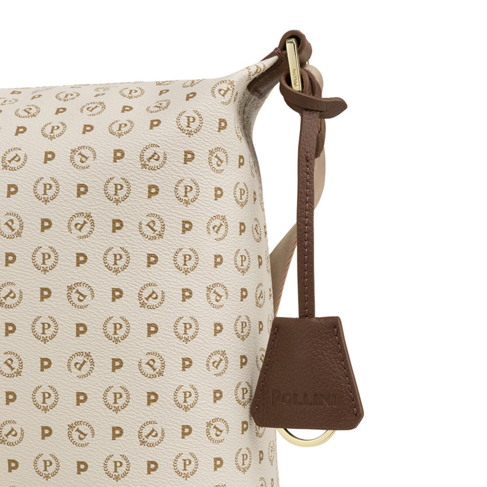 Borsa Donna a Spalla a Tracolla POLLINI linea Heritage Logo Classic Avorio e Marrone