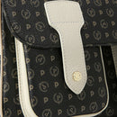 Borsa Donna Messenger Multitasche POLLINI Linea Heritage Logo Classic Nero e Avorio