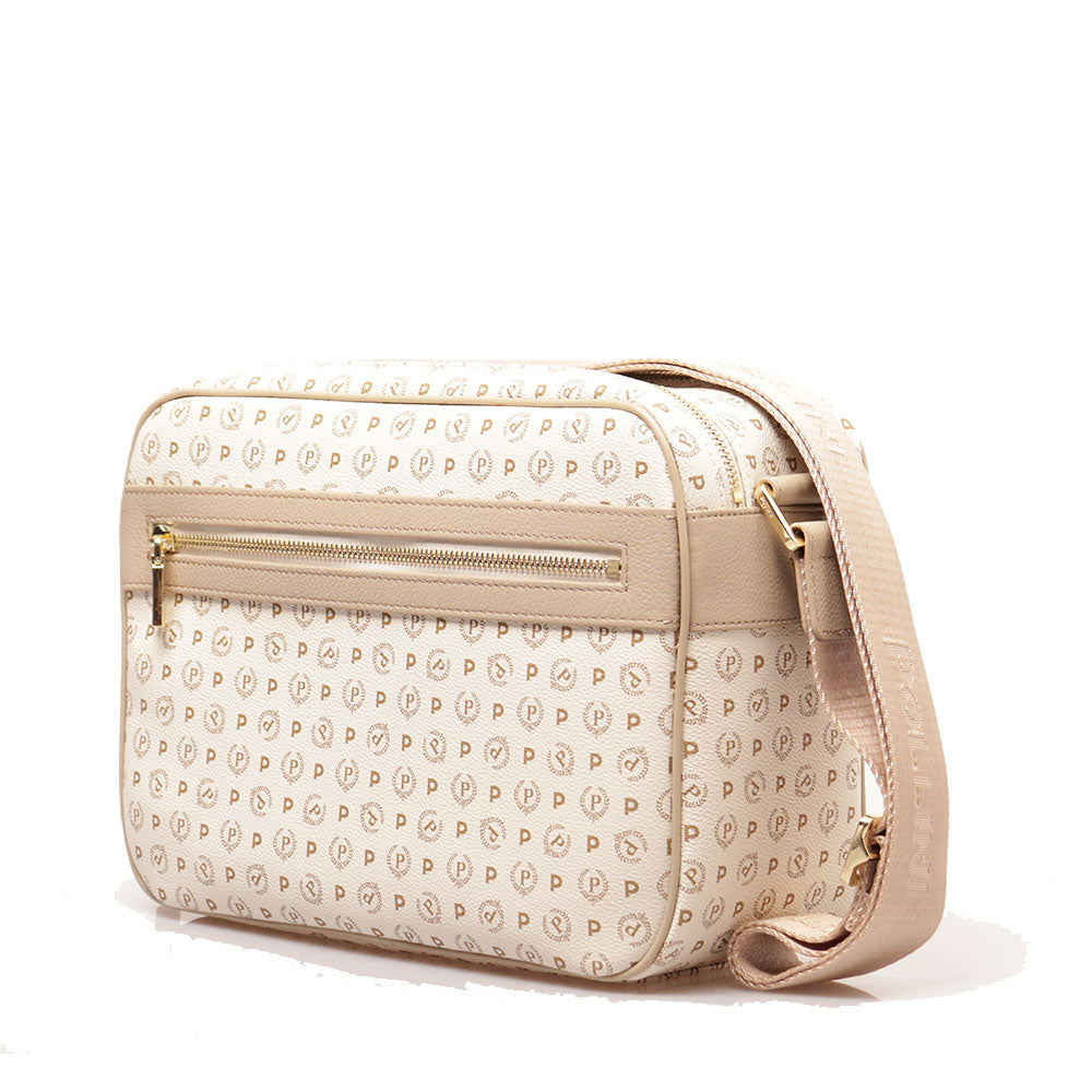 Borsa Donna Messenger POLLINI Linea Heritage Logo Classic Avorio e Ghiaccio