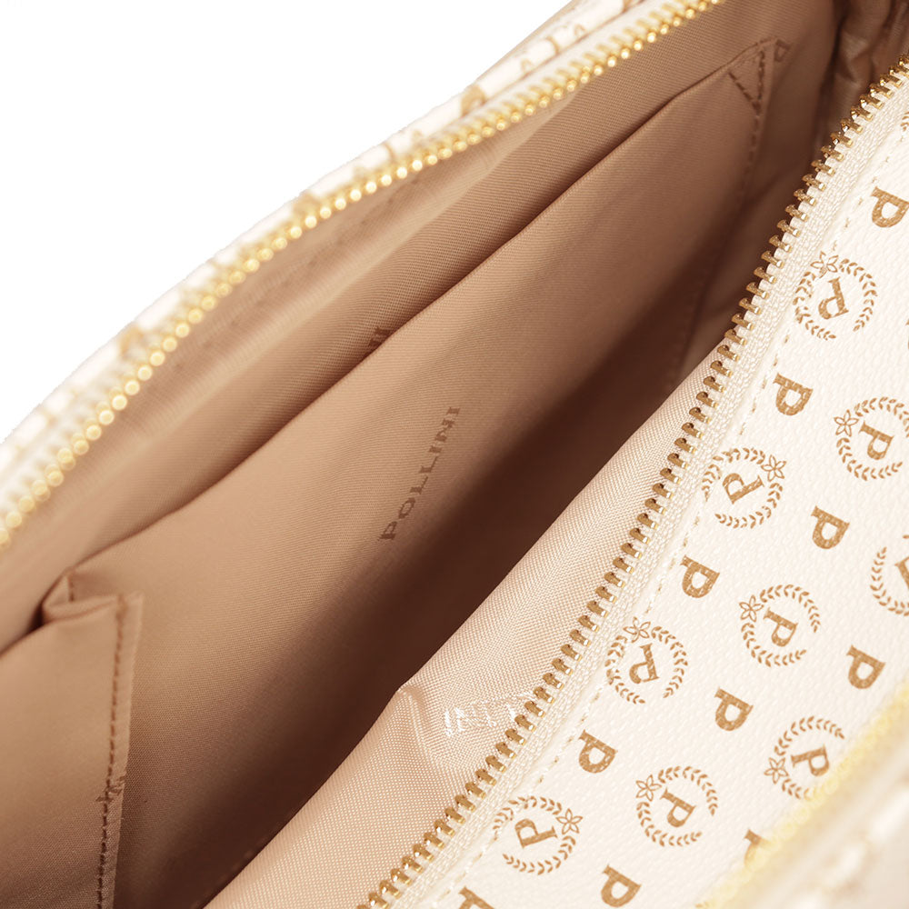 Borsa Donna Messenger POLLINI Linea Heritage Logo Classic Avorio e Ghiaccio