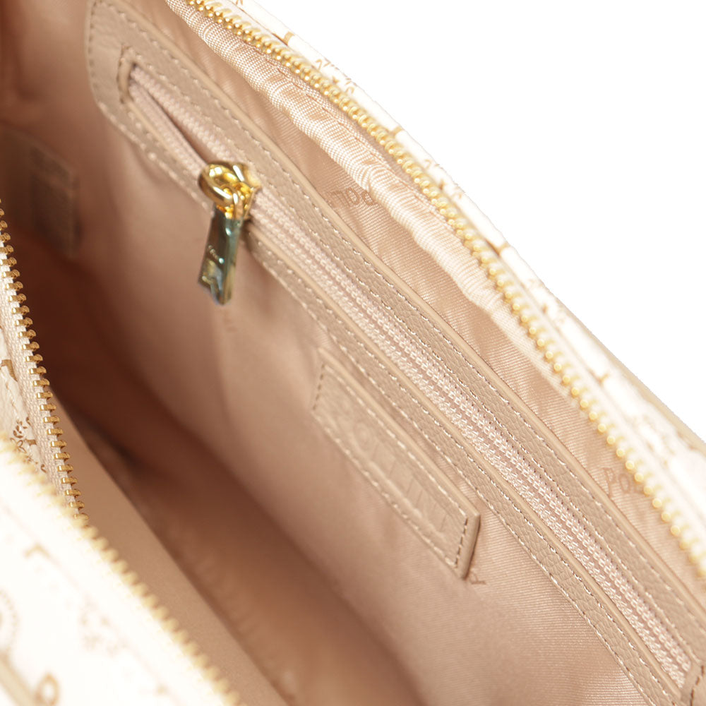 Borsa Donna Messenger POLLINI Linea Heritage Logo Classic Avorio e Ghiaccio