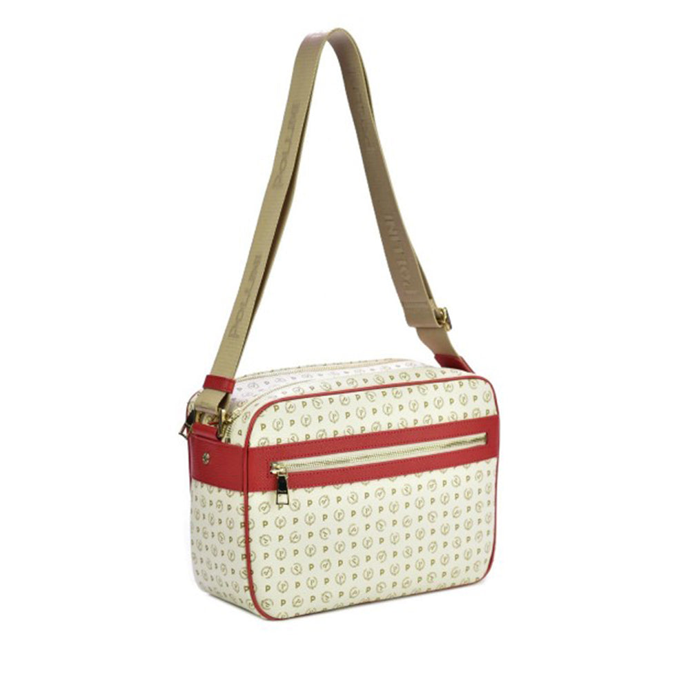 Borsa Donna Messenger POLLINI Linea Heritage Logo Classic Avorio e Lacca