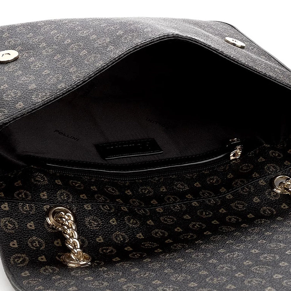 Damen Schultertasche und Umhängetasche POLLINI Heritage Line Logo Classic Schwarz