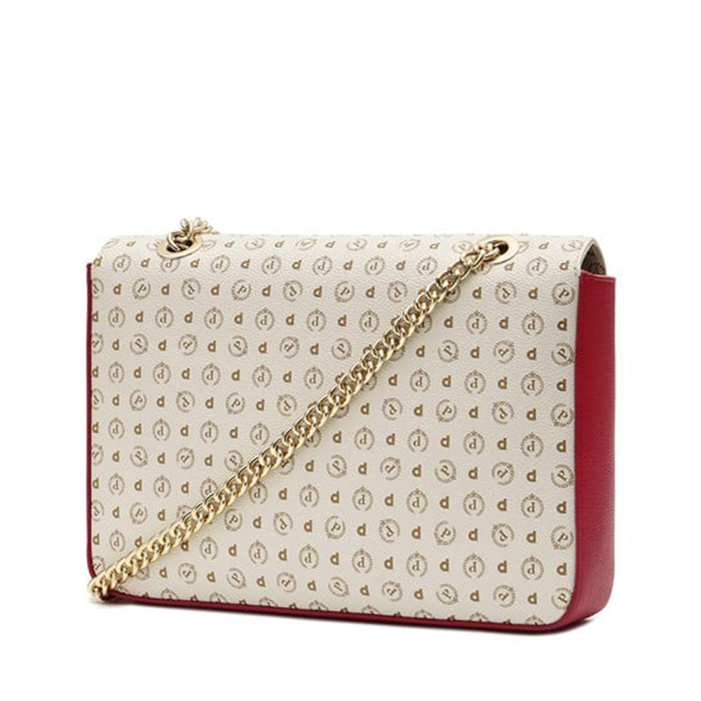 Borsa Donna a Spalla e Tracolla POLLINI Linea Heritage Logo Classic Avorio e Lacca