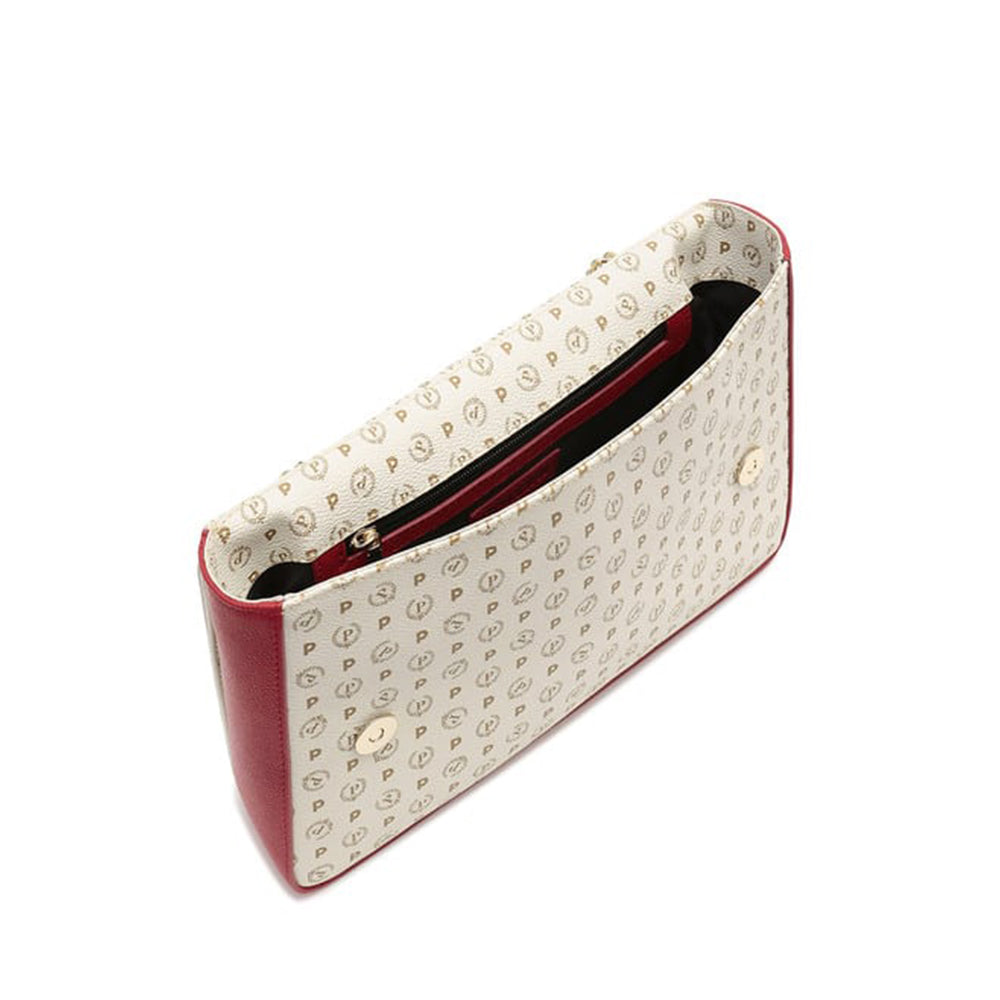 Borsa Donna a Spalla e Tracolla POLLINI Linea Heritage Logo Classic Avorio e Lacca