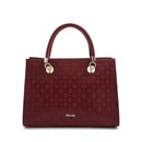Women's Burgundy Embossed Leather Handbag POLLINI Heritage