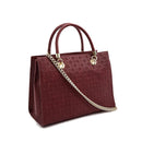 Women's Burgundy Embossed Leather Handbag POLLINI Heritage