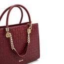 Women's Burgundy Embossed Leather Handbag POLLINI Heritage