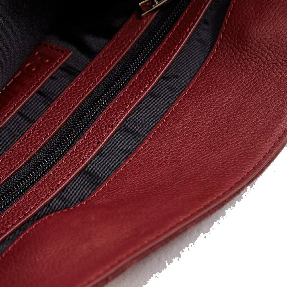 Women's Burgundy Embossed Leather Handbag POLLINI Heritage