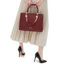 Women's Burgundy Embossed Leather Handbag POLLINI Heritage