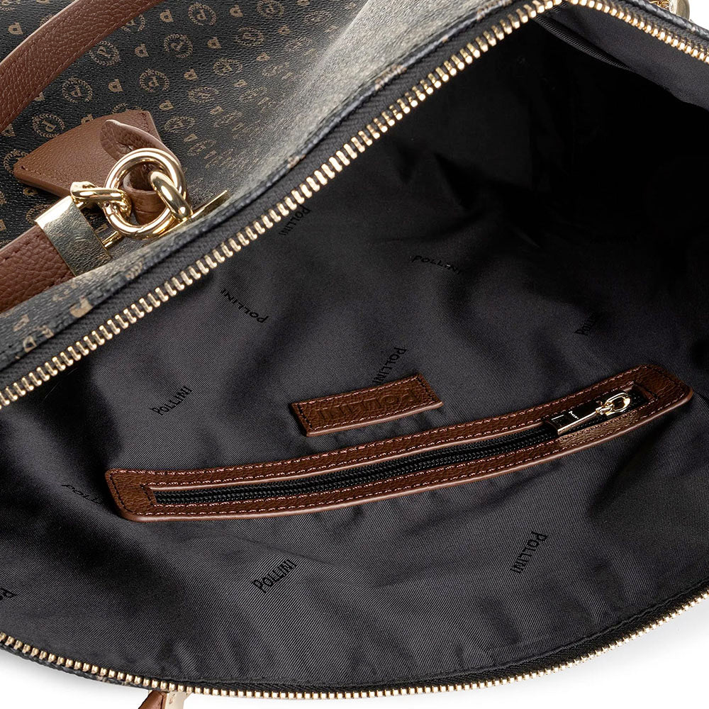 Shopping Bag POLLINI Linea Heritage Logo Classic Nero e Marrone