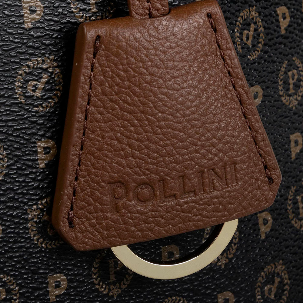 Shopping Bag POLLINI Linea Heritage Logo Classic Nero e Marrone
