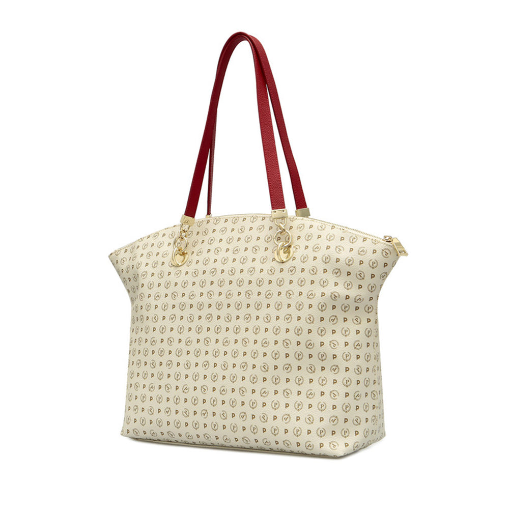 Ivory and Lacquer Tote Bag POLLINI Heritage Logo Classic