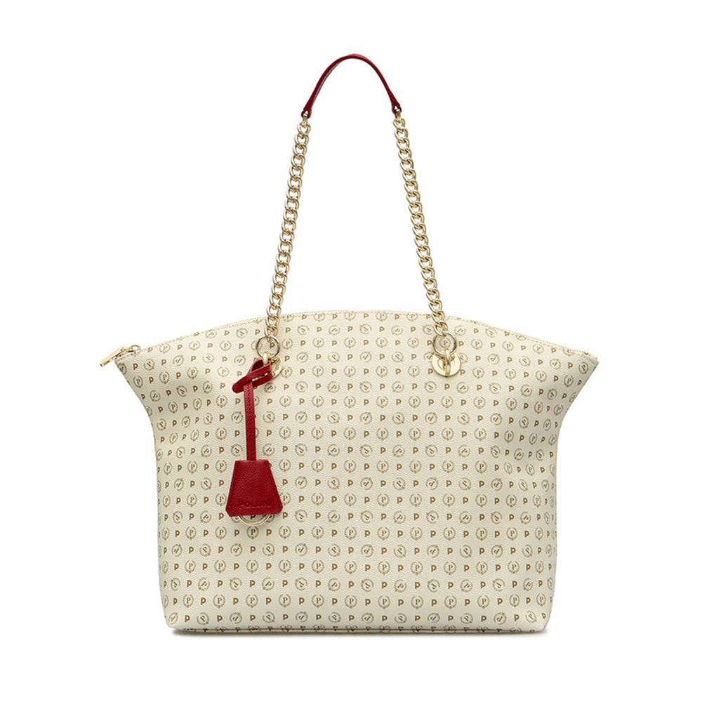 Ivory and Lacquer Tote Bag POLLINI Heritage Logo Classic