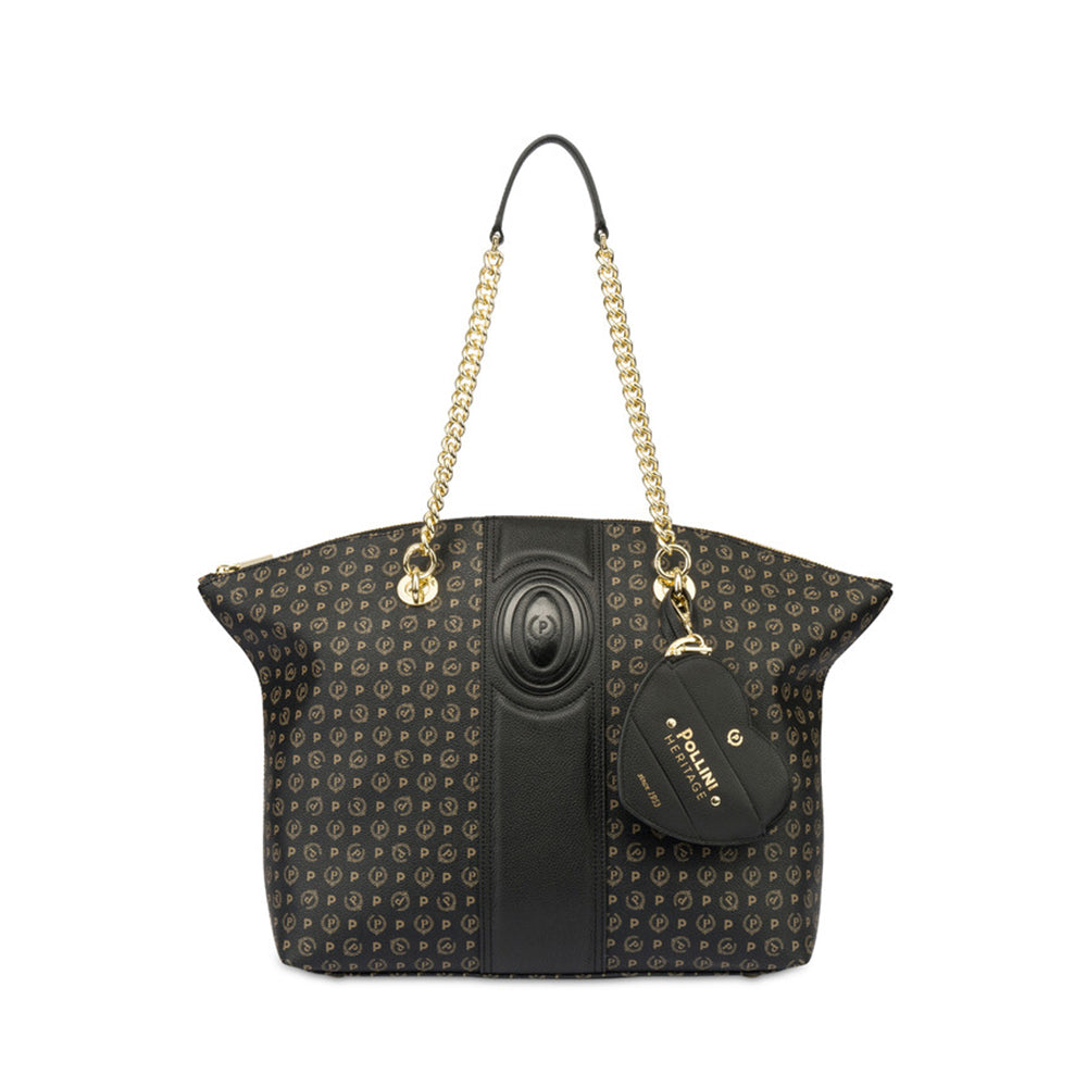 Shopping Bag POLLINI Linea Heritage 70th Anniversary Nero e Nero