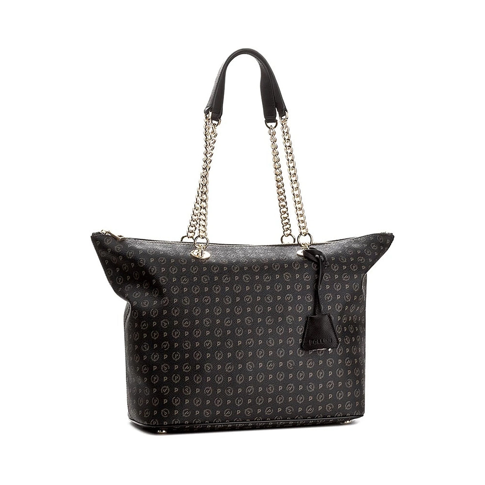 Shopping Bag Donna POLLINI linea Heritage Logo Classic Nero e Nero