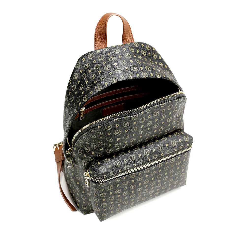 Zaino Donna POLLINI linea Heritage Logo Classic Nero e Marrone