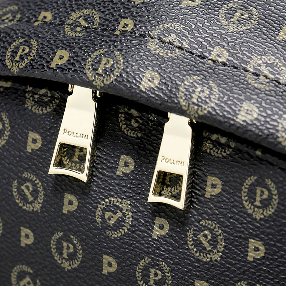 Zaino Donna POLLINI linea Heritage Logo Classic Nero e Marrone