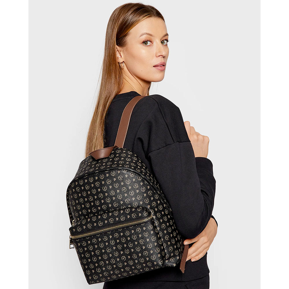 Zaino Donna POLLINI linea Heritage Logo Classic Nero e Marrone