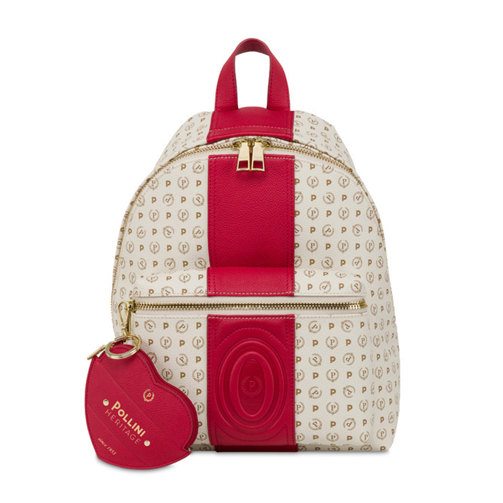 POLLINI Damenrucksack Heritage Line 70th Anniversary Elfenbein und Rot