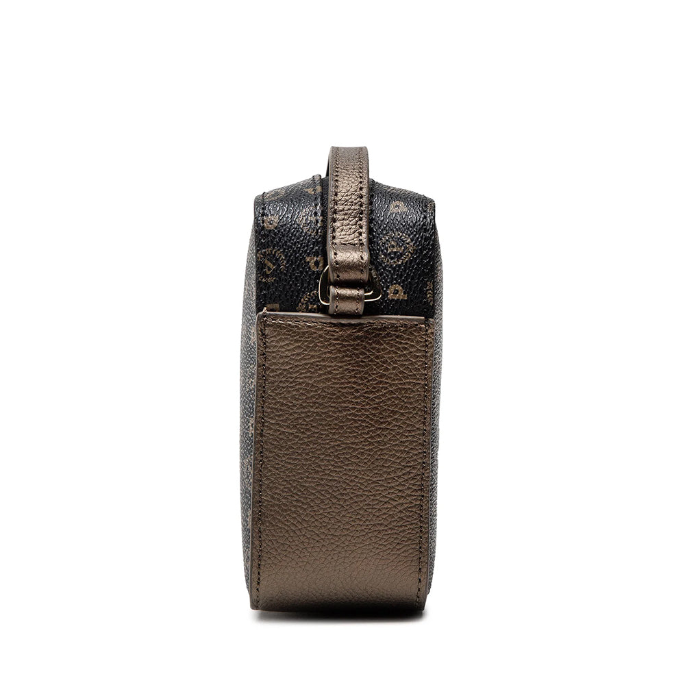 POLLINI Damen Umhängetasche Heritage Line Logo Classic Schwarz und Bronze