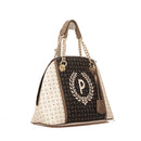 Borsa Donna a Mano POLLINI Linea Heritage Logo Avorio Nero e Bronzo