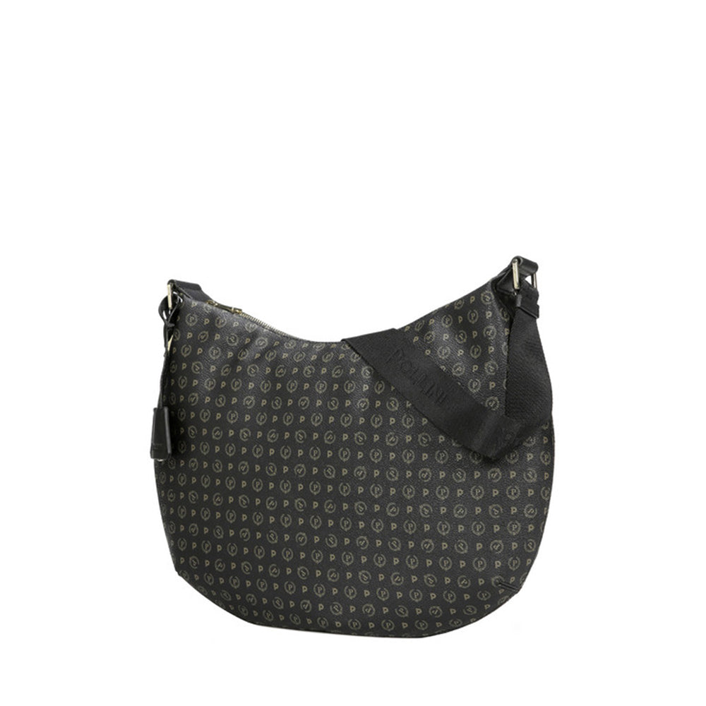 Borsa Donna Hobo a Tracolla POLLINI linea Heritage Logo Classic Nero e Nero