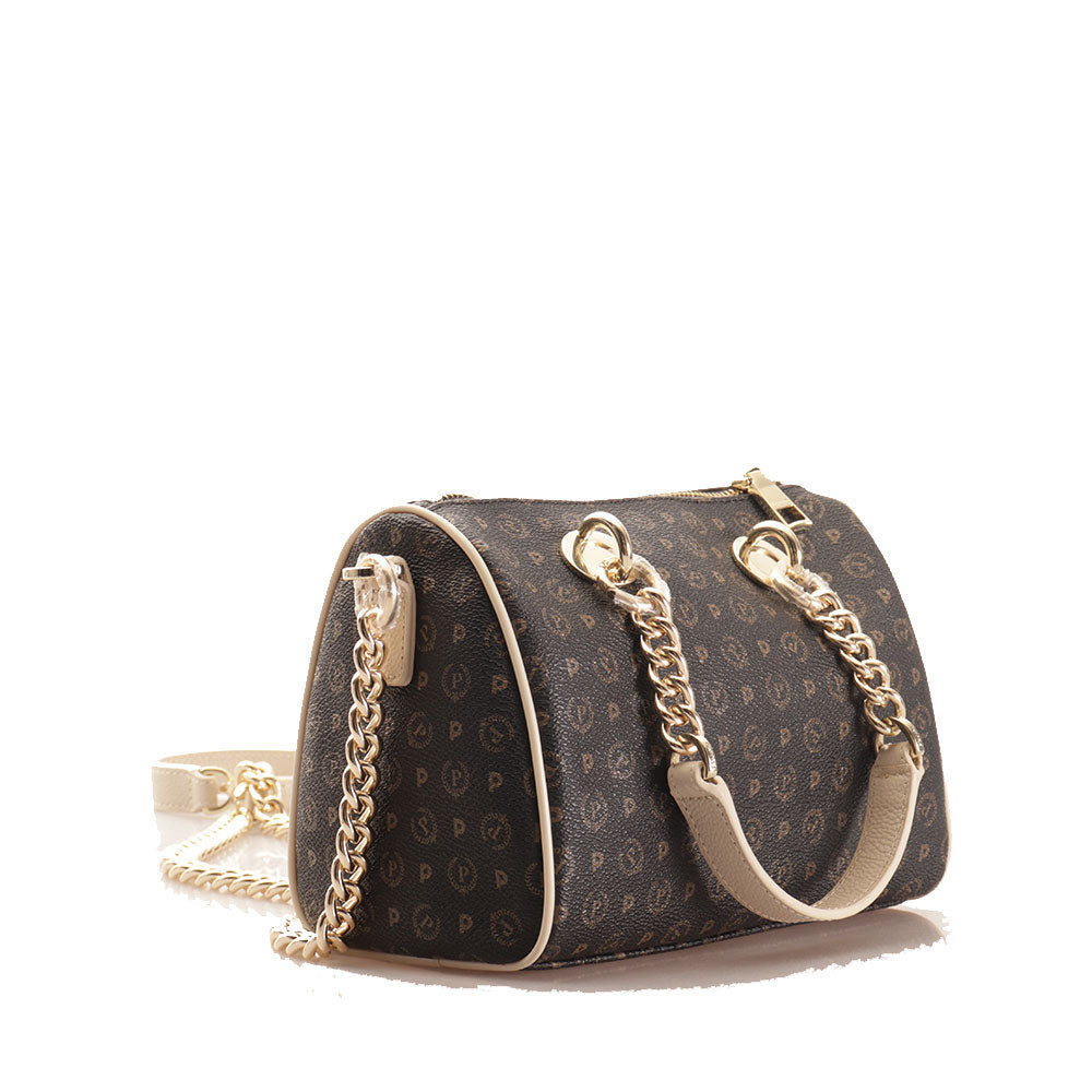Borsa Donna Bauletto Mini POLLINI linea Heritage Logo Classic Nero e Avorio