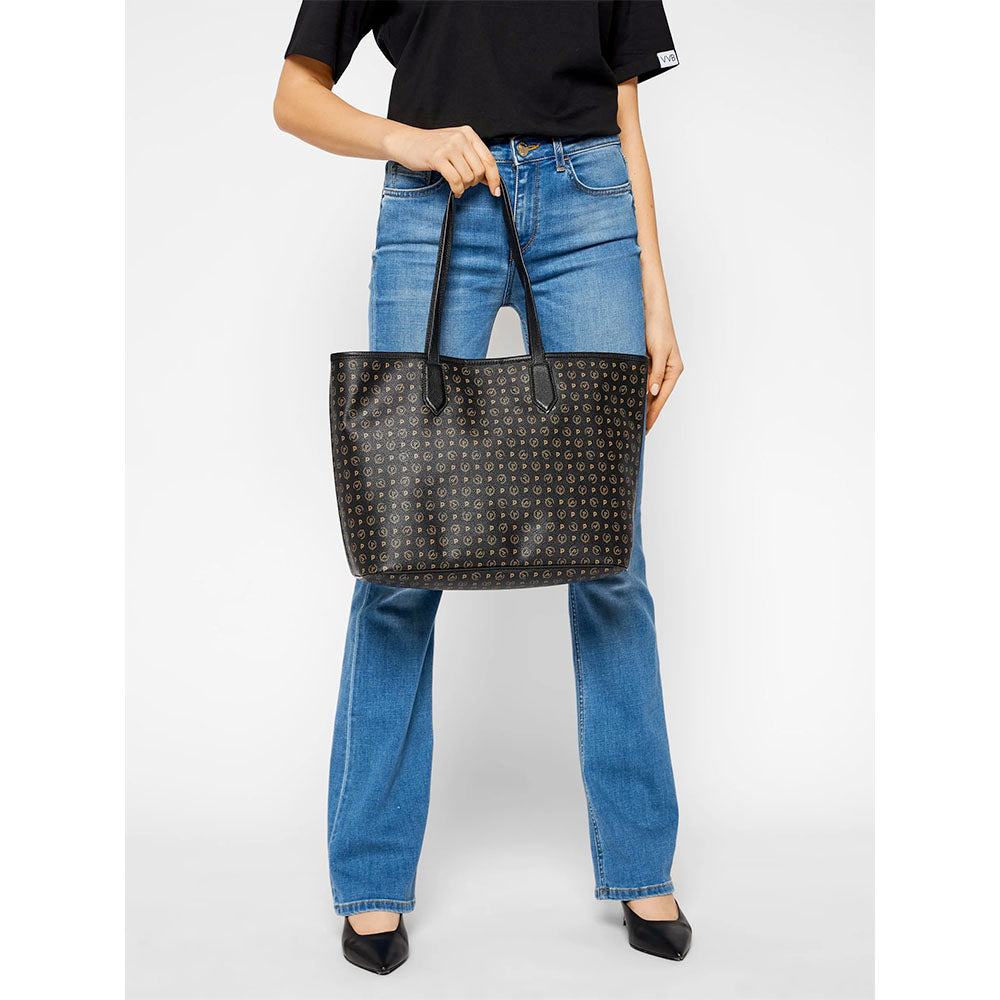 Shopping Bag POLLINI linea Heritage Logo Classic Nero e Nero