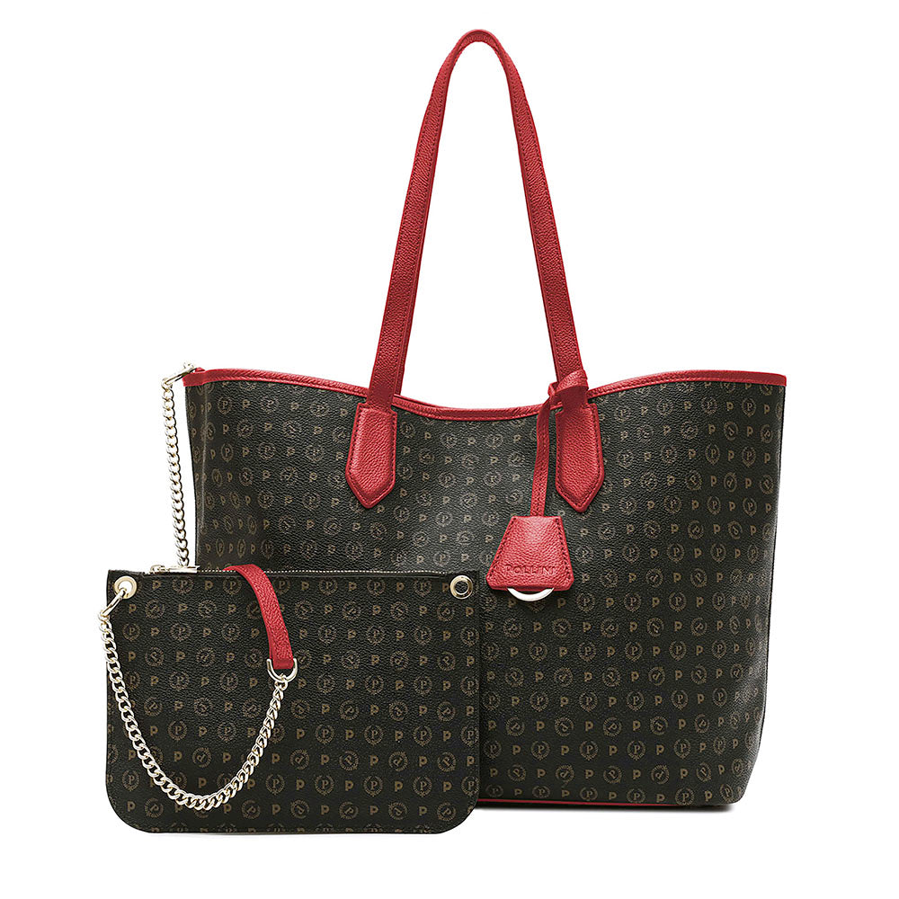 Shopping Bag POLLINI linea Heritage Logo Classic Nero e Lacca