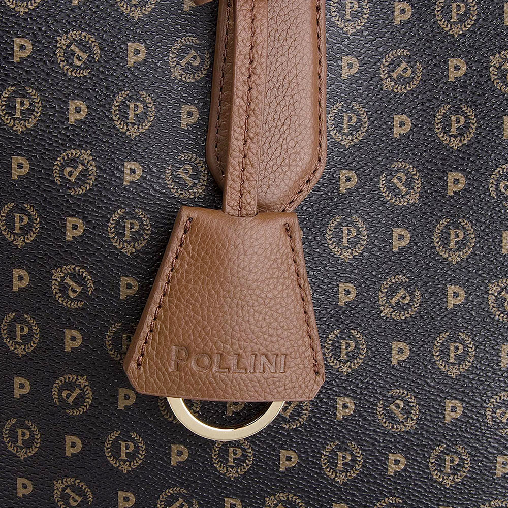 Shopping Bag POLLINI linea Heritage Logo Classic Nero e Marrone