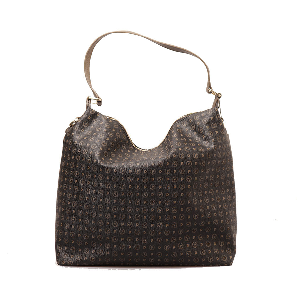 POLLINI Heritage Linie PVC 
Damen Umhängetasche in Schwarz und Bronze