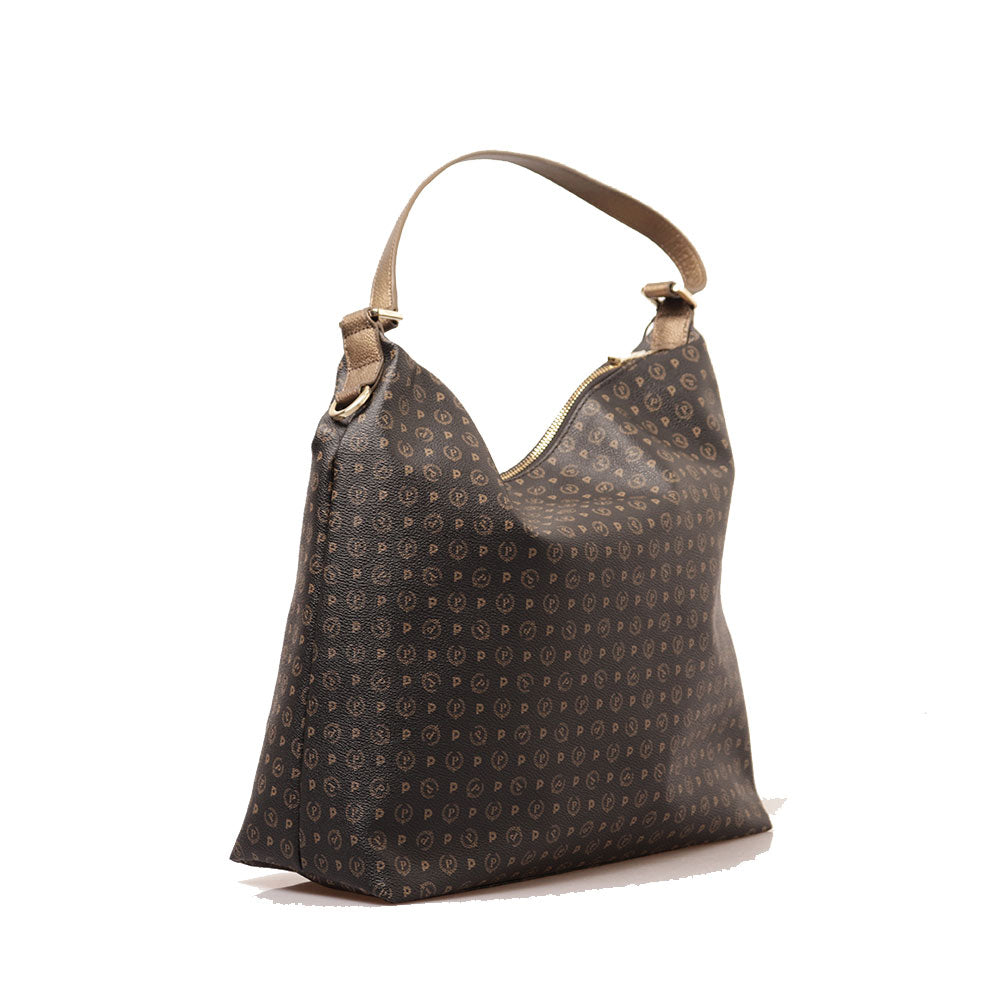 POLLINI Heritage Linie PVC 
Damen Umhängetasche in Schwarz und Bronze