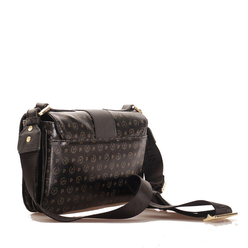 POLLINI Damen-Umhängetasche Heritage Coated Canvas Black Line