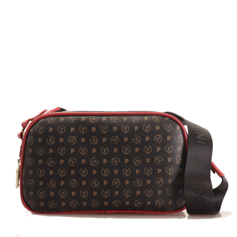 Borsa Donna a Tracolla Doppio Scomparto POLLINI linea Heritage Logo Classic Nero e Lacca