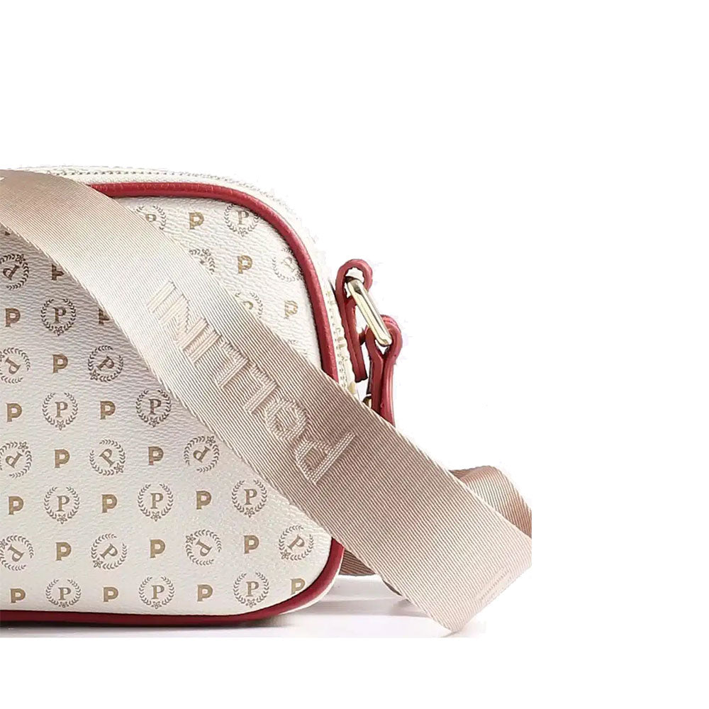Borsa Donna a Tracolla Doppio Scomparto POLLINI linea Heritage Logo Classic Avorio e Lacca