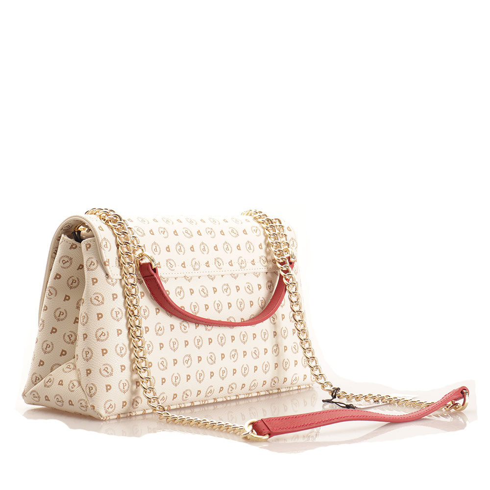Borsa Donna a Spalla POLLINI Linea Heritage Logo Classic Avorio e Lacca