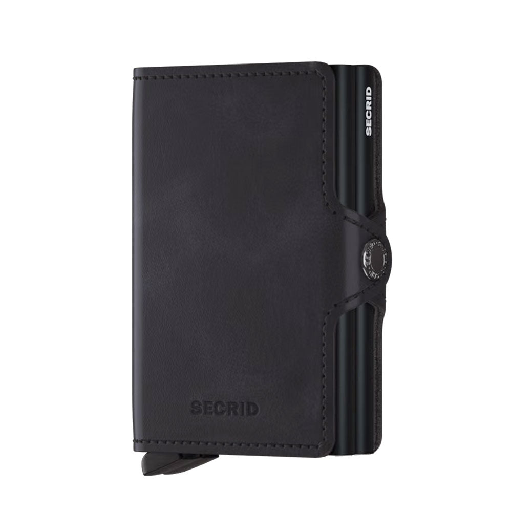 Porta Carte con Clip SECRID linea Twinwallet Vintage in Pelle Black con RFID