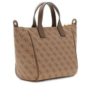 Damen-Henkeltasche GUESS Modell Follie aus Stoff in Latte mit Logo