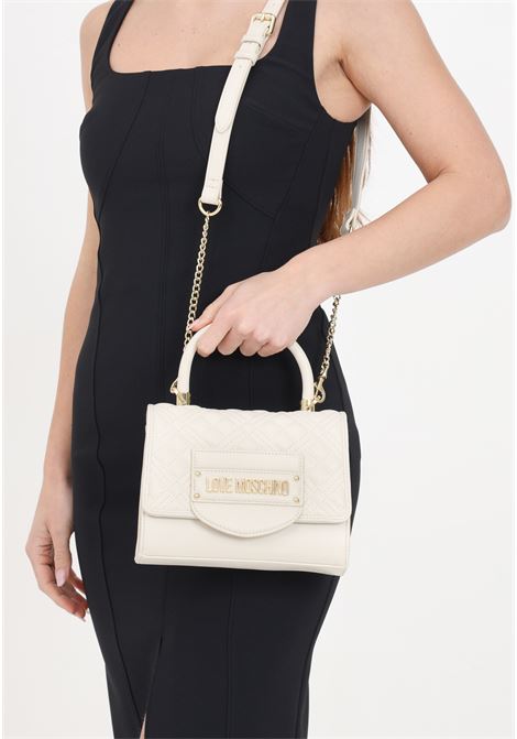 Mini-Handtasche LOVE MOSCHINO Quilted Tab Ivory-Linie