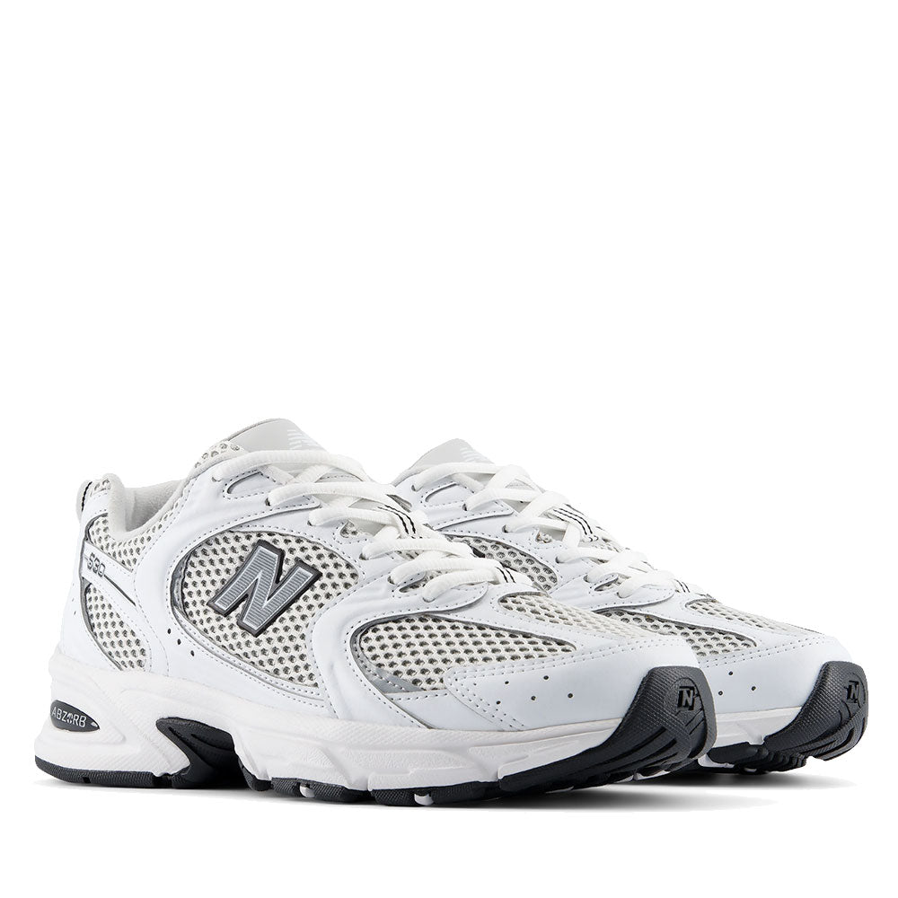 Scarpe Running NEW BALANCE Sneakers 530 in Tessuto Sintetico e Mesh colore White Silver Metallic e Black