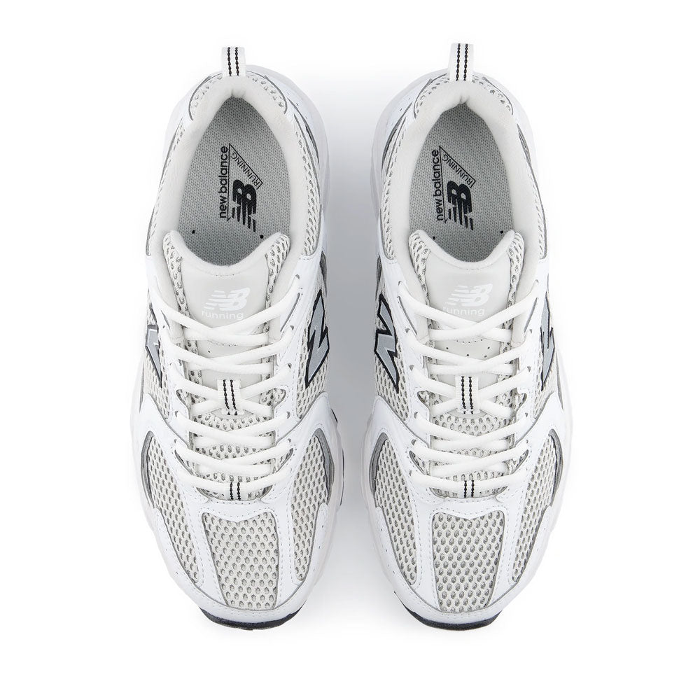 Scarpe Running NEW BALANCE Sneakers 530 in Tessuto Sintetico e Mesh colore White Silver Metallic e Black